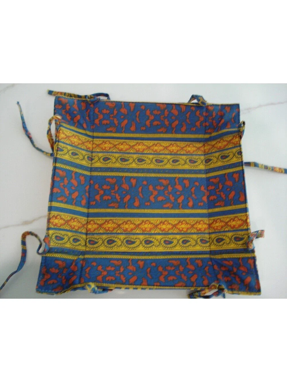 French Provencal Blue, Yellow and Orange Floral & Paisley Print Breadbasket